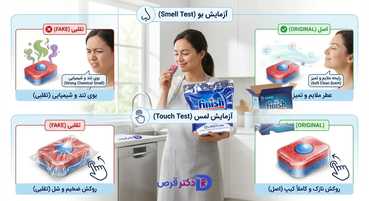 تشخیص قرص ماشین ظرفشویی فینیش اصل از تقلبی