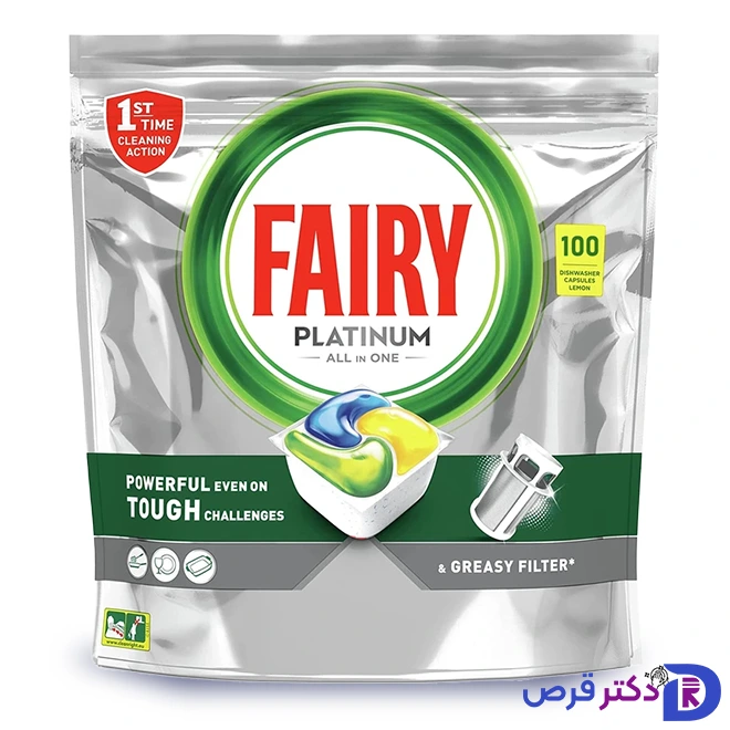 قرص ماشین ظرفشویی فیری مدل همه کاره 100 عددی 1 قرص ماشین ظرفشویی فیری مدل Platinum All In One بسته 100 عددی
